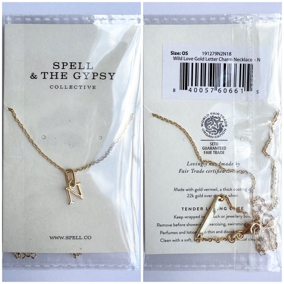 SPELL Wild Love Gold ‘N’ Letter Charm Necklace NWT - Picture 8 of 12
